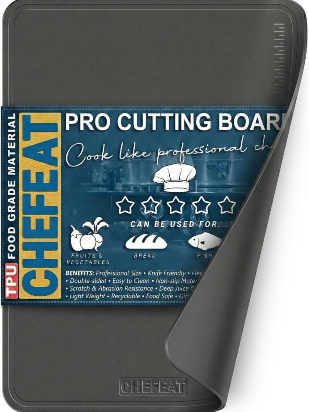 Extra Large Flexible Cutting Board Mat - 17.3x12.6 in, BPA-Free, Non-Slip, Easy